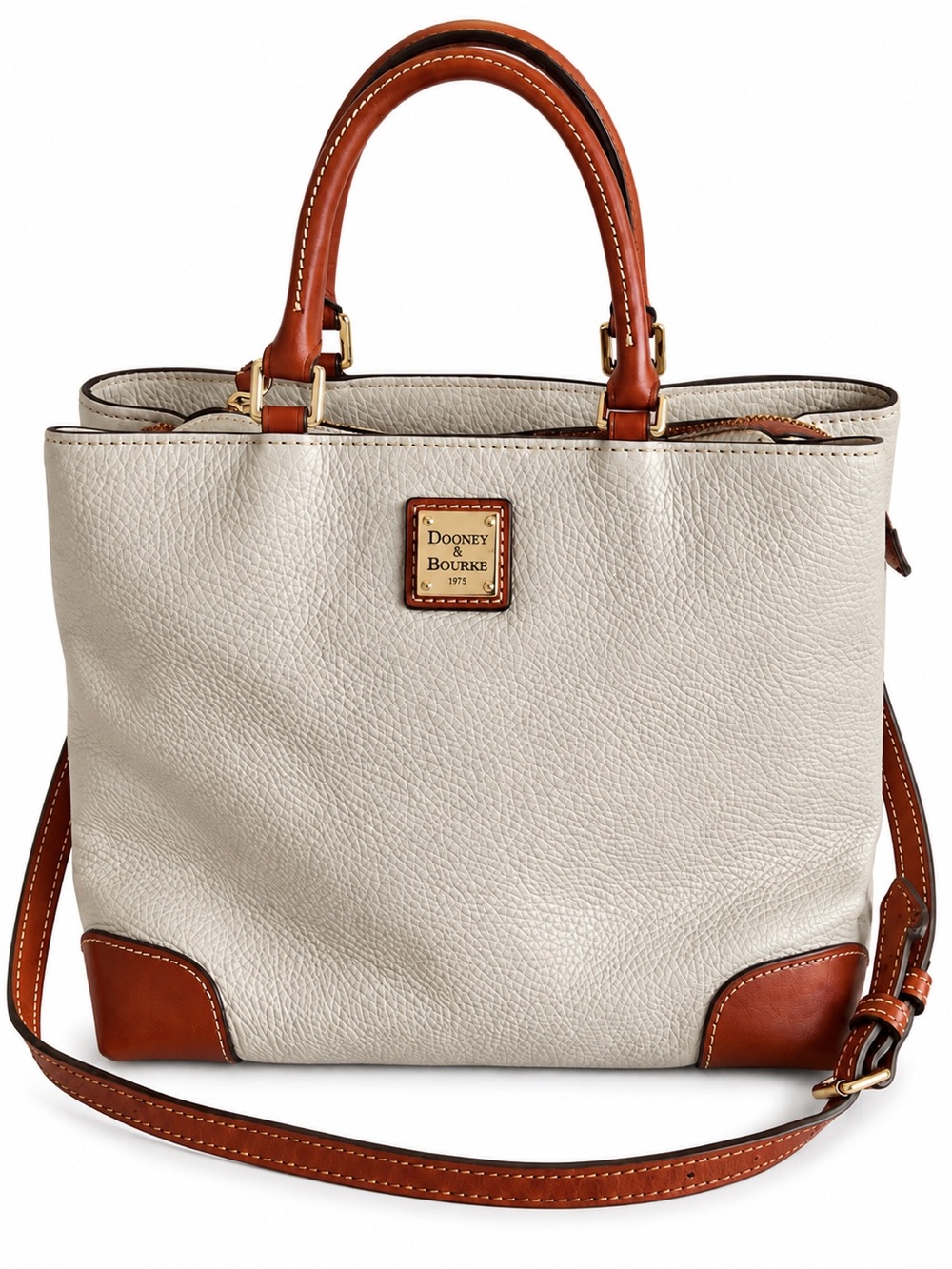 Dooney & Bourke Cream Tote with Brown Trim and Handles